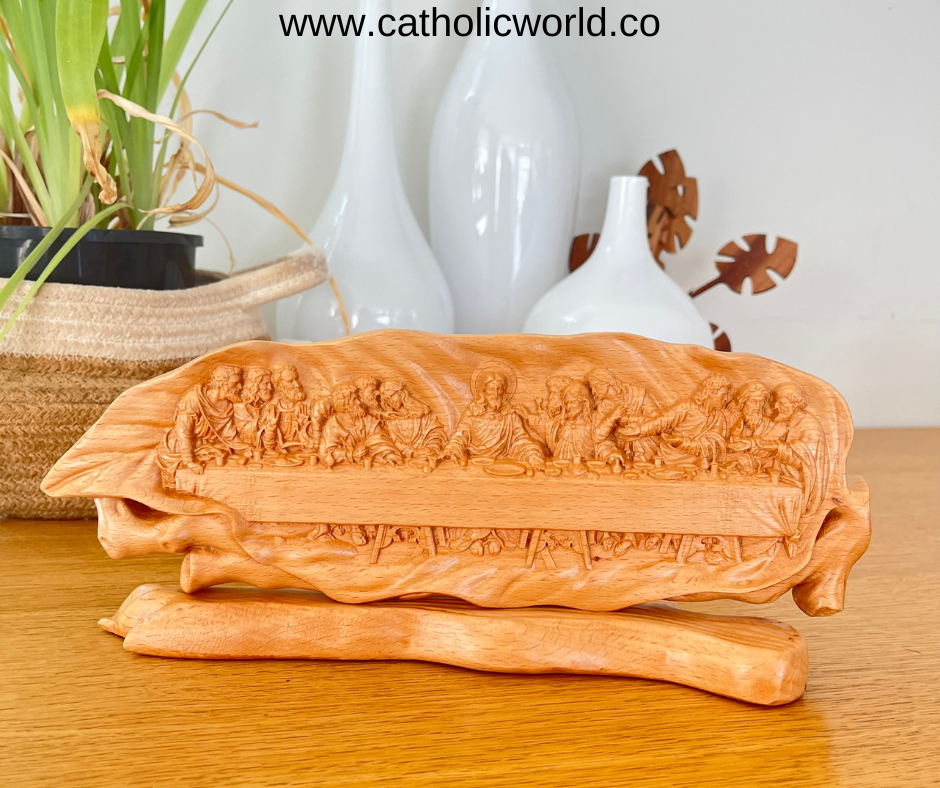 MN01 - Jesus and The Apostles' Last Supper Handmade Home Decor Wooden Sculpture Religious Catholic Statue Jesus and the Apostles Religious Art