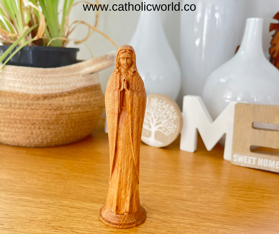MN06 - Our Lady of Lourdes Statue Christian Gifts Religious Catholic Statue Wooden Religious Gifts Housewarming Gift New Home Gift Catholic Gifts