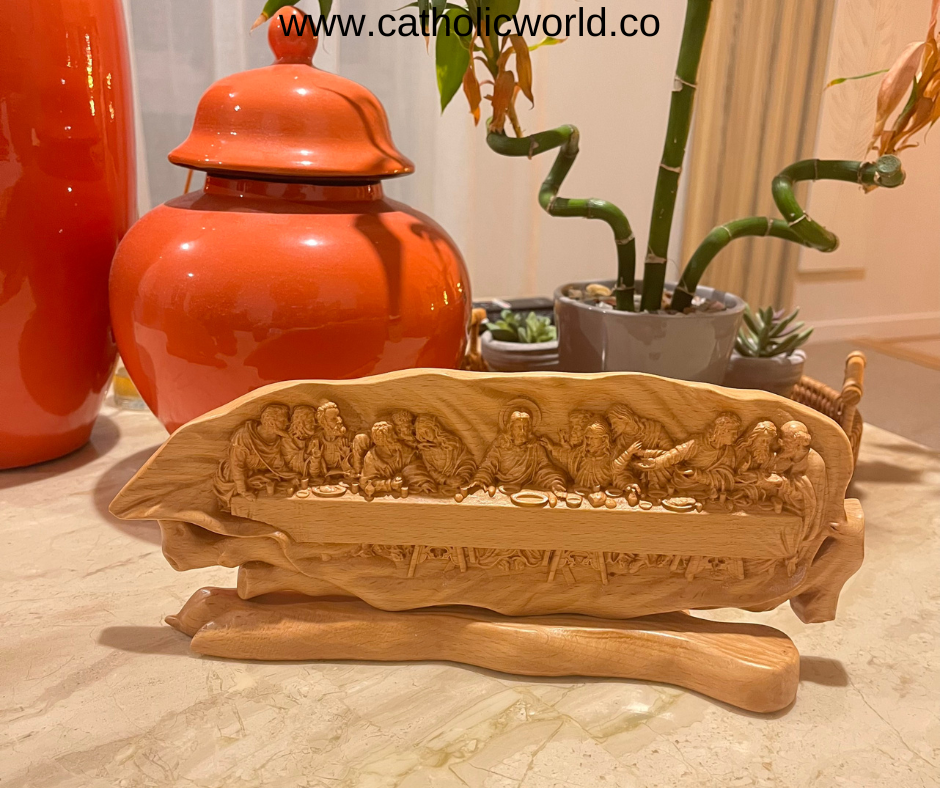 MN01 - Jesus and The Apostles' Last Supper Handmade Home Decor Wooden Sculpture Religious Catholic Statue Jesus and the Apostles Religious Art