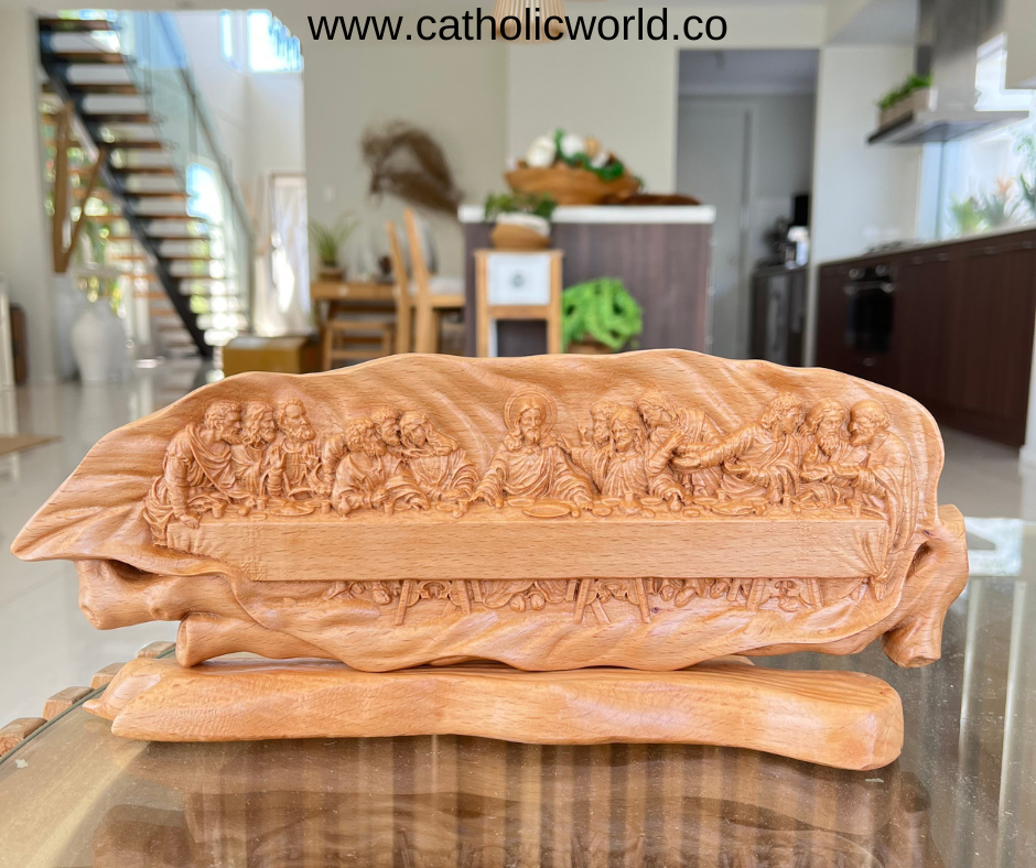 MN01 - Jesus and The Apostles' Last Supper Handmade Home Decor Wooden Sculpture Religious Catholic Statue Jesus and the Apostles Religious Art