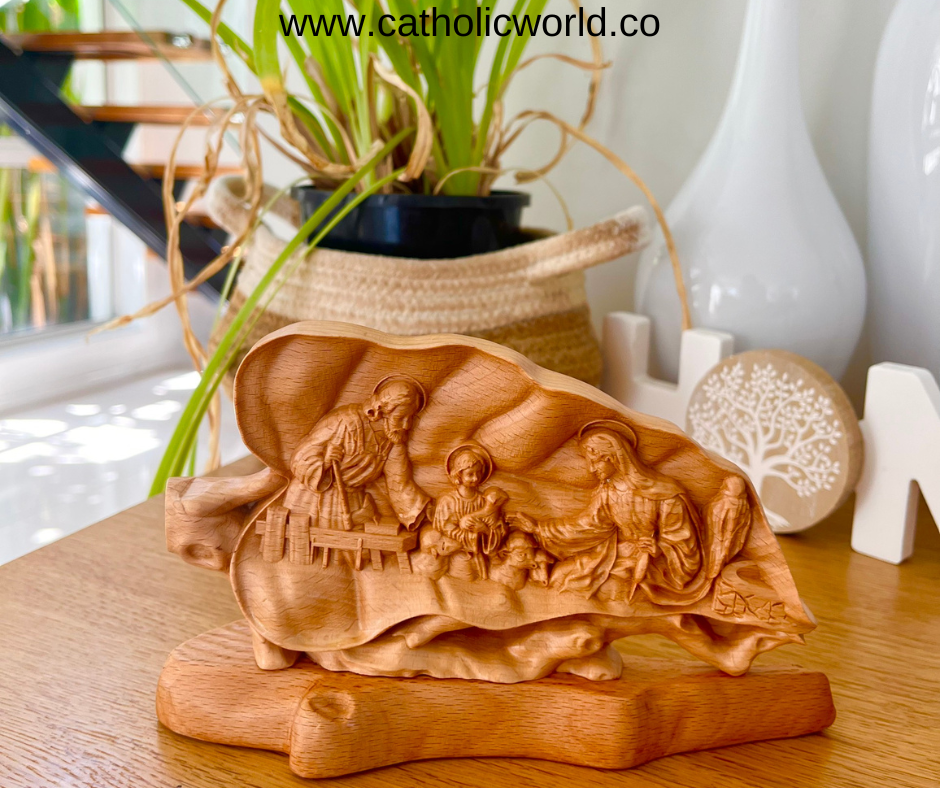 MN04 - Holy family figurine, Religious home decor Catholic statue, Religious Catholic Statue, Wooden Religious Gifts, Wood Carving Christian Décor