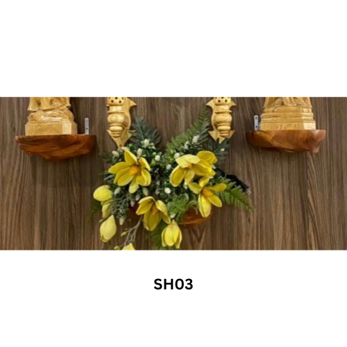 Wood carved shelves... for statues, candles, flowers of home altar.