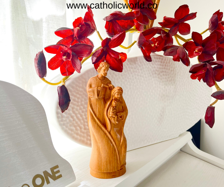 MN02 - Holy Family Statue Christian Orthodox Icon Handcrafted Wood Catholic Religious Statue Figurine Home Altar Jesus Handmade Home Decor