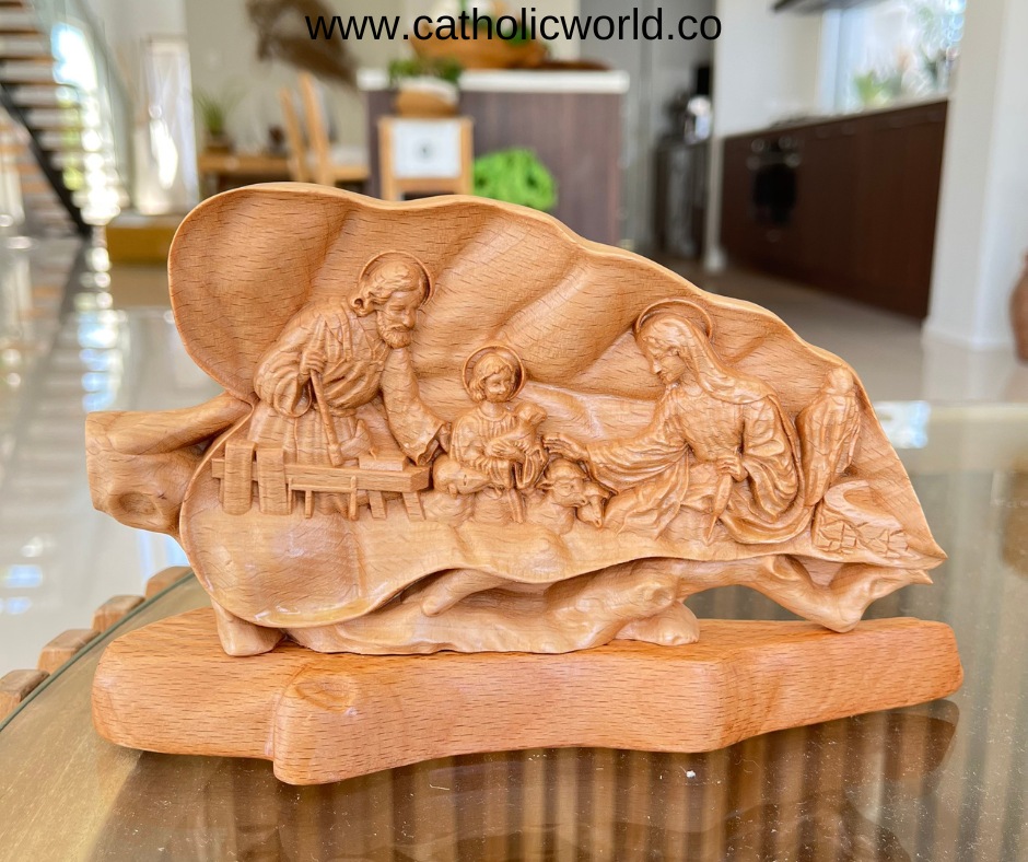 MN04 - Holy family figurine, Religious home decor Catholic statue, Religious Catholic Statue, Wooden Religious Gifts, Wood Carving Christian Décor