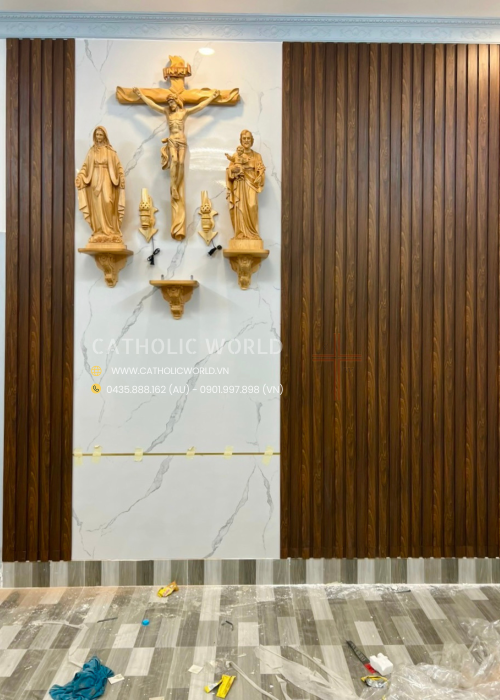 CA02 - Catholic Home Altar for family, Religious Catholic Statue, Wooden Religious Gifts,Housewarming Gift,New Home Gift,Home Decor