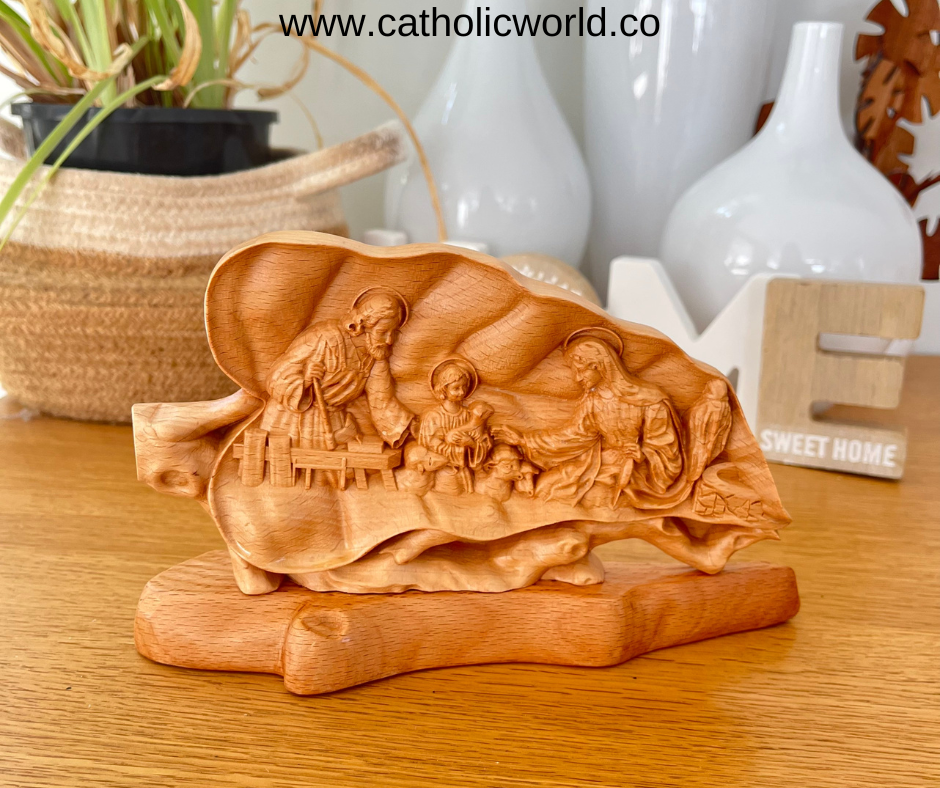 MN04 - Holy family figurine, Religious home decor Catholic statue, Religious Catholic Statue, Wooden Religious Gifts, Wood Carving Christian Décor