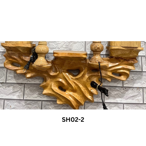 Wood carved shelves... for statues, candles, flowers of home altar.