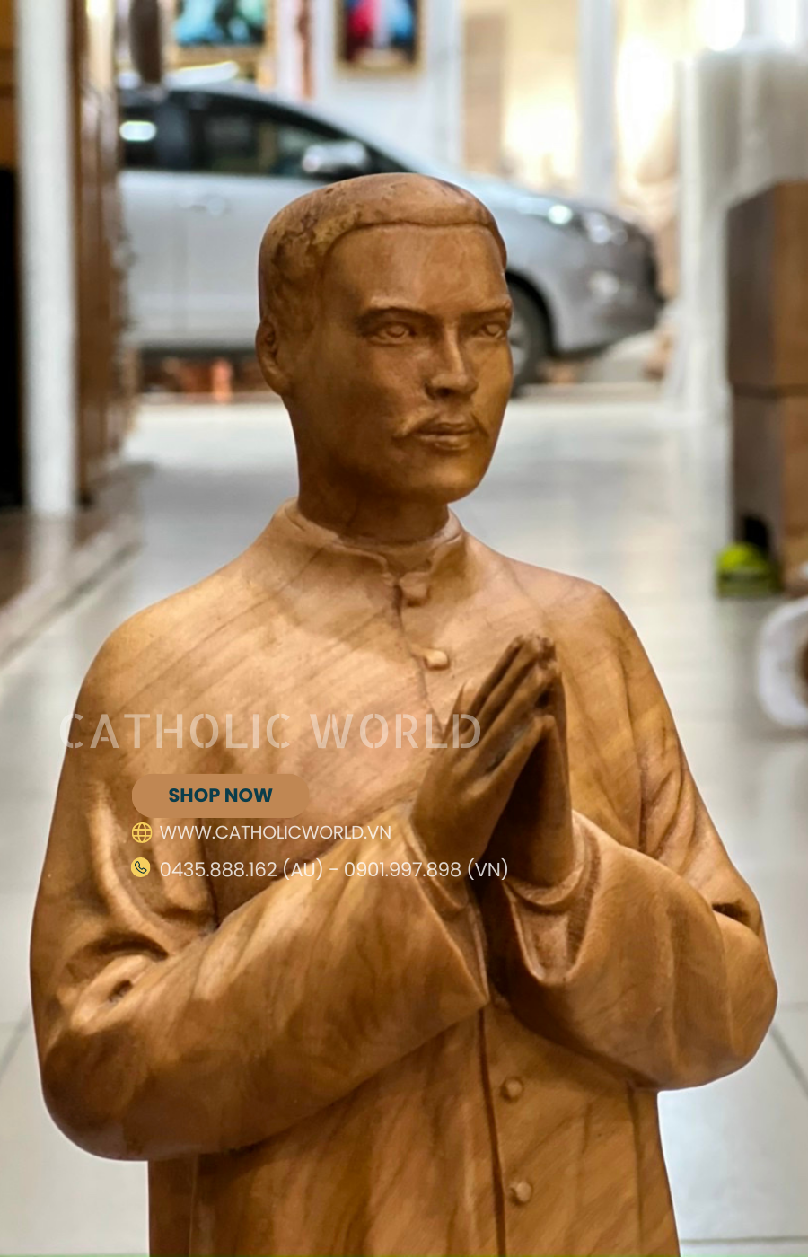 RY04 - Father Truong Buu Diep Wooden Statue, Religious Catholic Statue, Wooden Religious Gifts, Housewarming Gift, Religious Statue, Catholic Art
