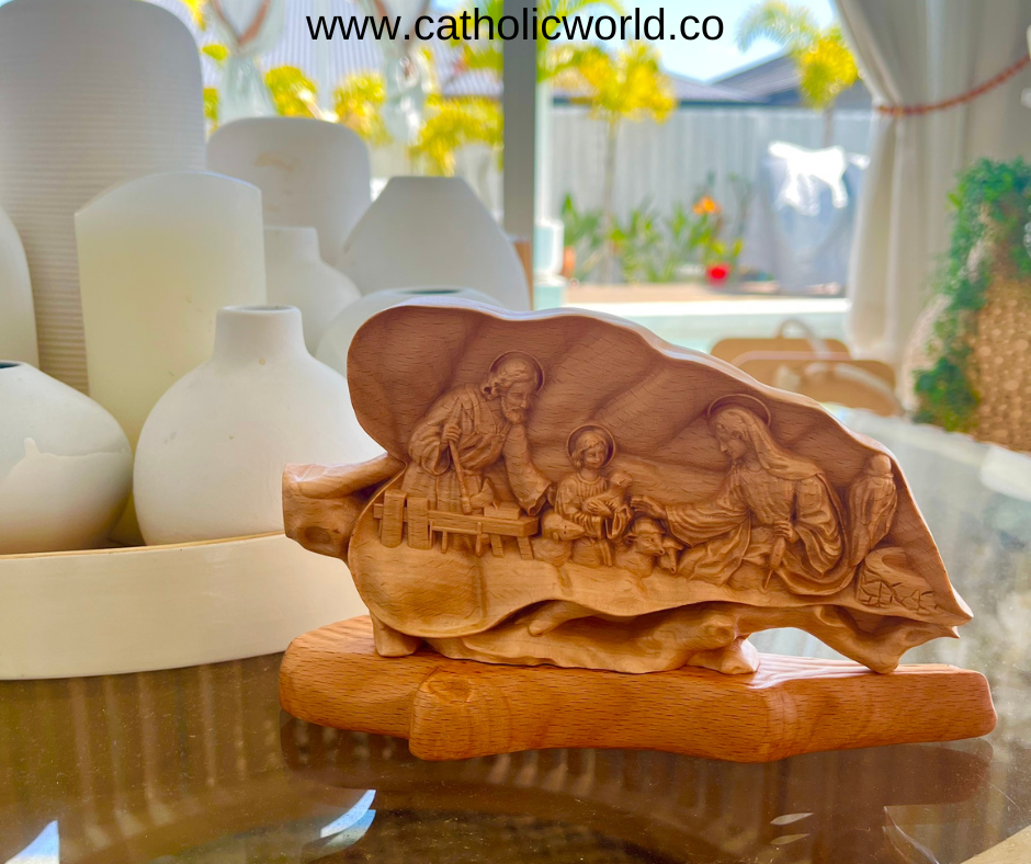 MN04 - Holy family figurine, Religious home decor Catholic statue, Religious Catholic Statue, Wooden Religious Gifts, Wood Carving Christian Décor