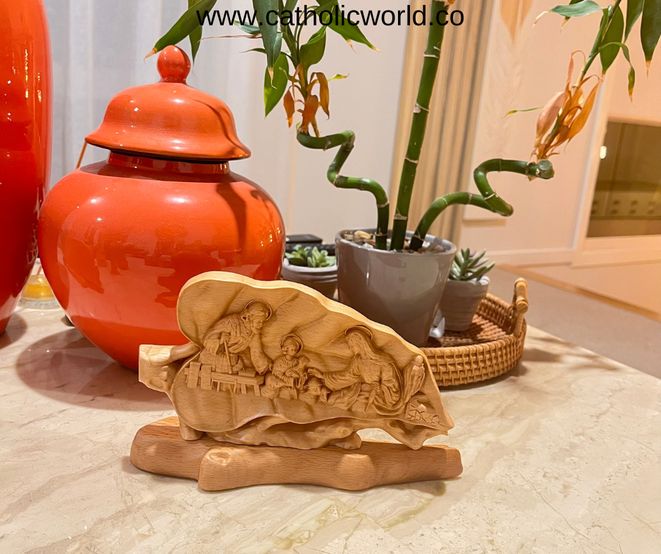 MN04 - Holy family figurine, Religious home decor Catholic statue, Religious Catholic Statue, Wooden Religious Gifts, Wood Carving Christian Décor