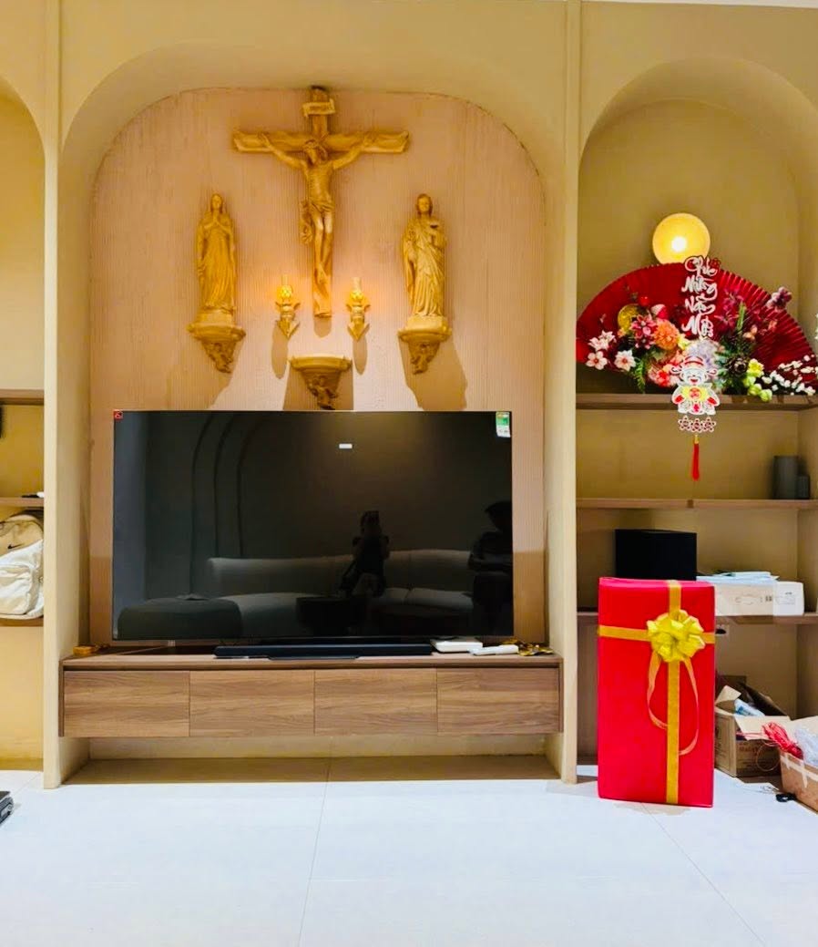 CA01 - Catholic Home Altar for family, Religious Catholic Statue, Wooden Religious Gifts, Native Wood Wall Art, Crucifix Cross, Housewarming