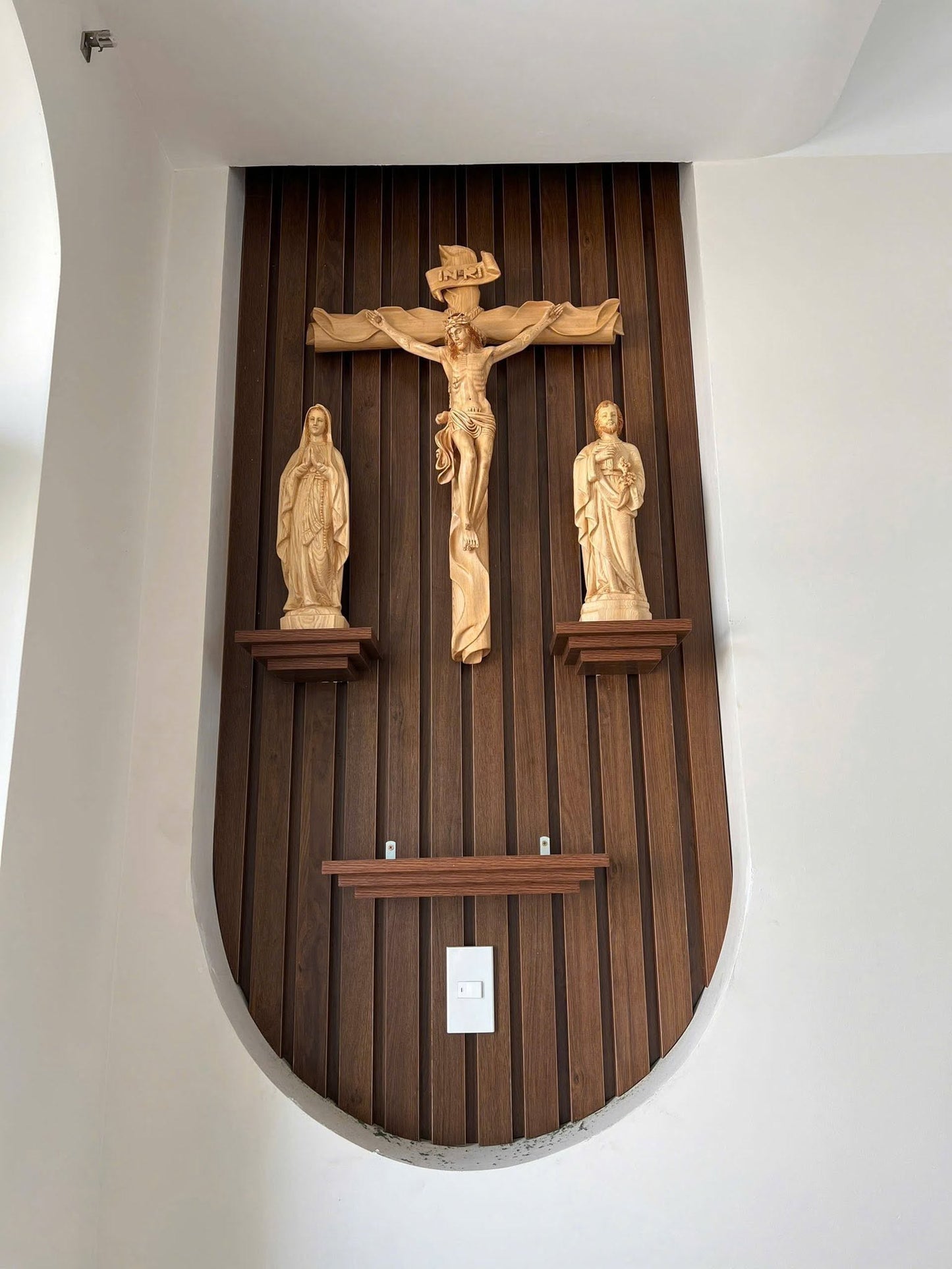 CA01 - Catholic Home Altar for family, Religious Catholic Statue, Wooden Religious Gifts, Native Wood Wall Art, Crucifix Cross, Housewarming